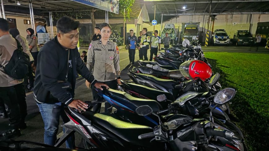 Polres Mojokerto Kota Amankan 80 Pemuda Konvoi,1 orang Kedapatan Bawa Sajam